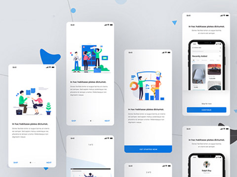 蓝色极简app应用闪屏页UI Kits