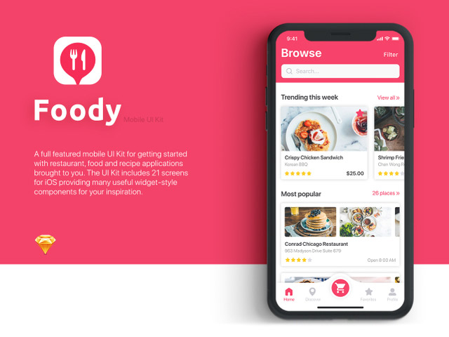 红色食物电商类型App Uikits