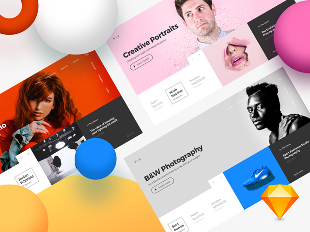 一组3色系全屏产品类网页设计