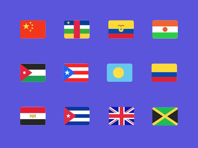 全球210国家国旗图标下载