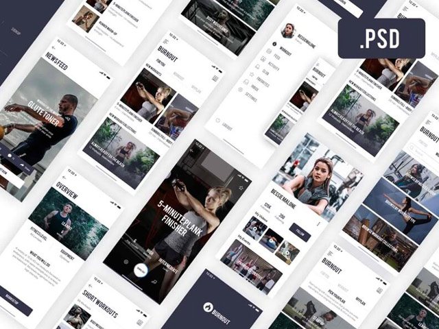 12psd的健身App UI Kit 