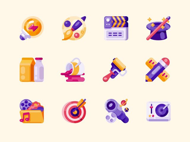 60枚扁平面型彩色图标