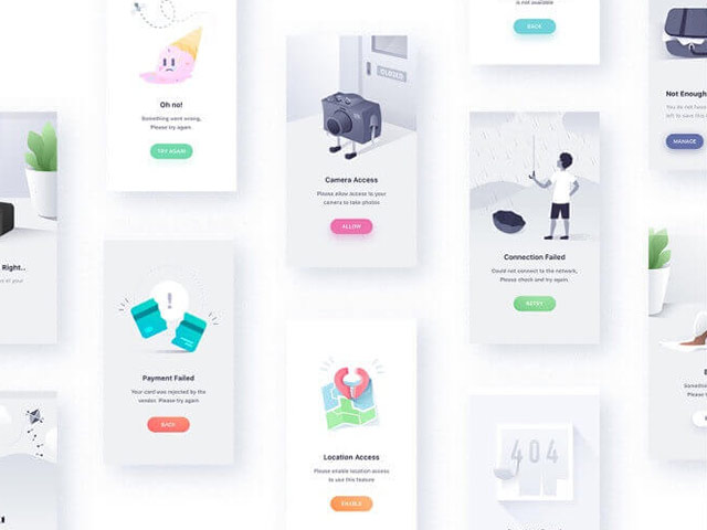 非常漂亮的空数据和404插画界面