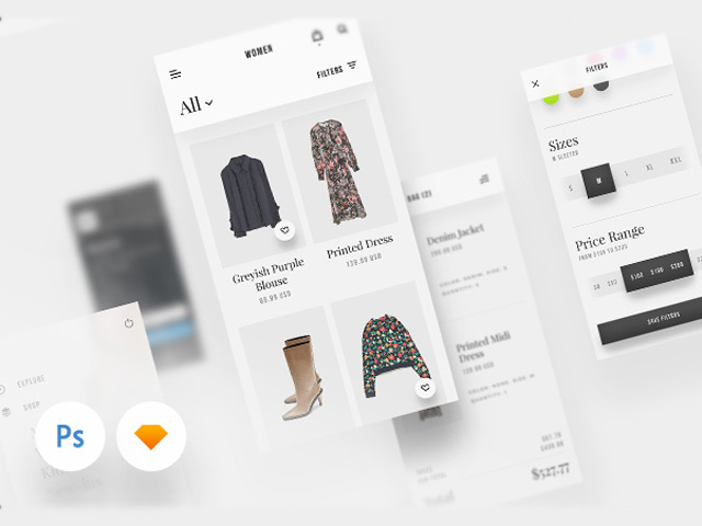 简约服饰购物电商APP应用 UI Kit 