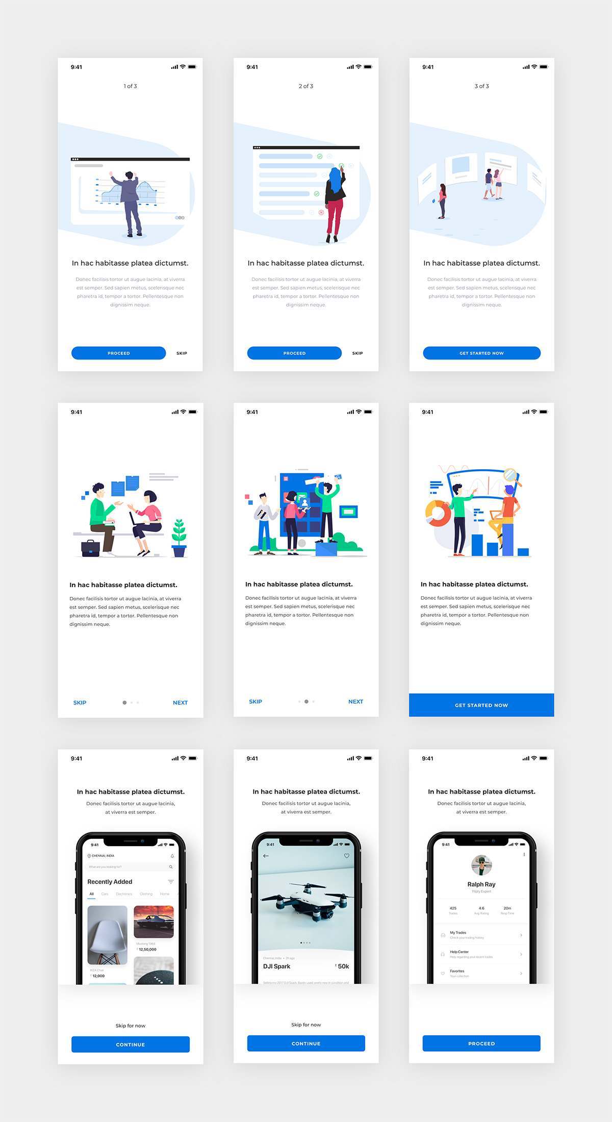 蓝色极简app应用闪屏页UI Kits
