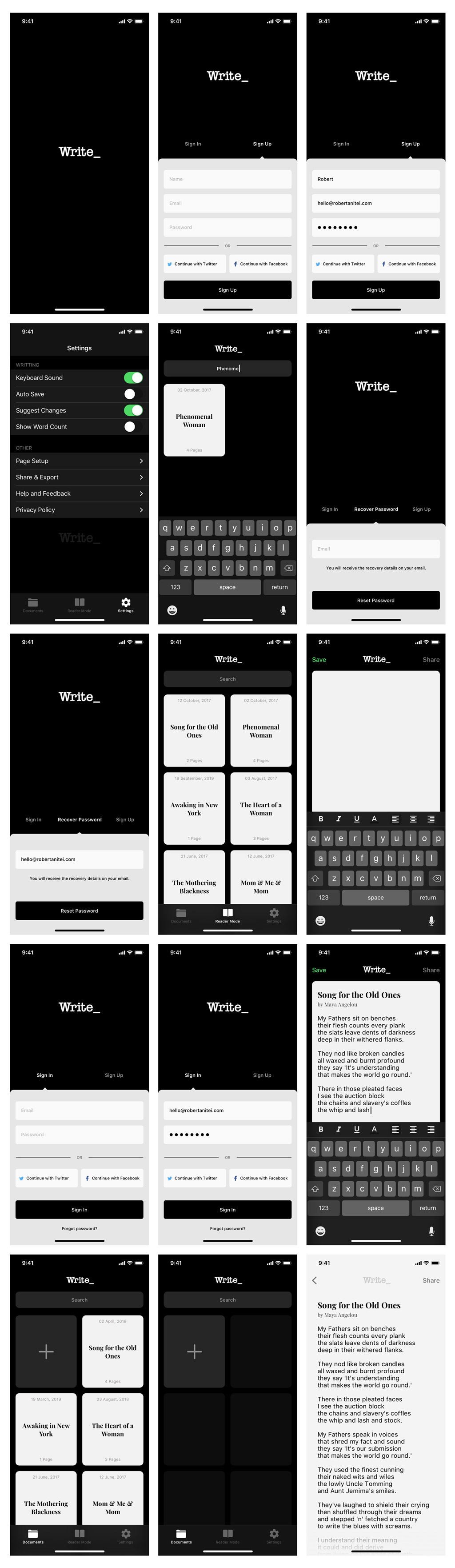 黑白风格APP结构UIkit套件